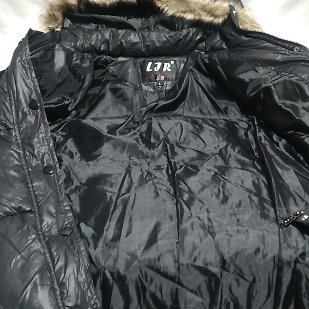 RARE! LJR JR Puffer Coat Zip/Snap Button Closure Sz.L - Picture 13 of 15